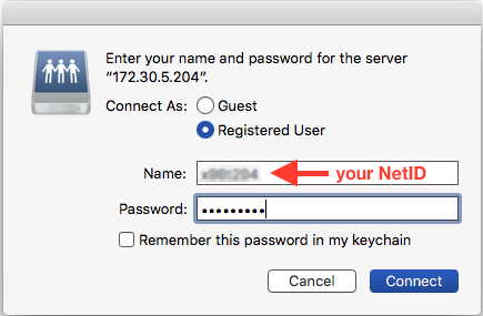 User and password prompt